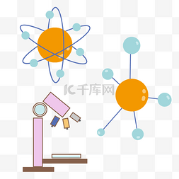 显微镜插画素材图片_化学显微镜结构分子插画