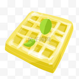 黄色方形甜品插画