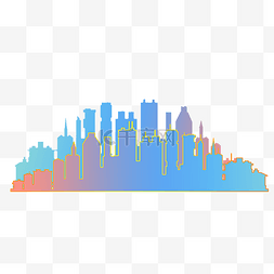 彩色建筑剪影图片_彩色现代城市剪影