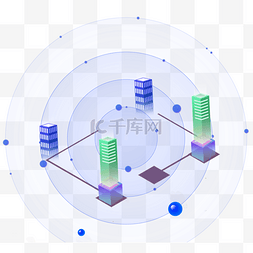 商务3D蓝色办公楼