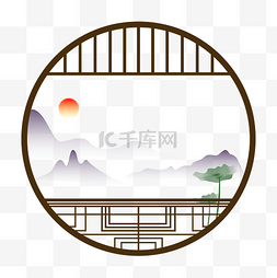 窗户风景图片_古风装饰窗画