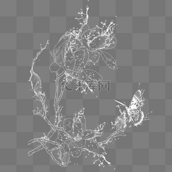 水墨画　蝶戀花 水墨画 蝶戀花