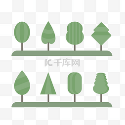 卡通树枝绿色树叶图片_绿色树叶卡通叶子花草植物扁平