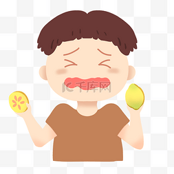可爱柠檬图片_夏季吃柠檬男孩