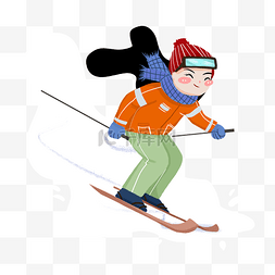 清新女孩图片_滑雪溜冰卡通女孩素材