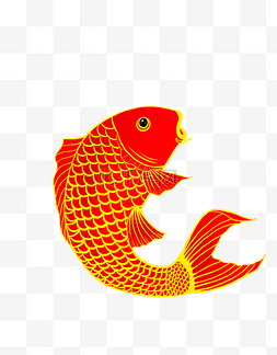 红色中国风鲤鱼图片_中国风彩色手绘鲤鱼PNG