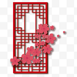 国风窗户图片_中国风传统红色窗花剪纸