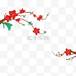 植物花卉中国风图片_手绘中国风花枝枝干