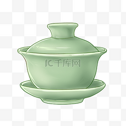 中国风茶杯图片_绿色中国风茶杯