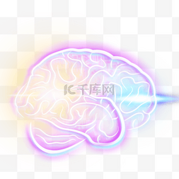 大脑思考素材图片_创意手绘科技感大脑图案