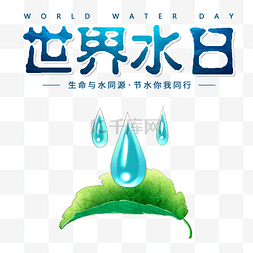 世界节水日水滴树叶