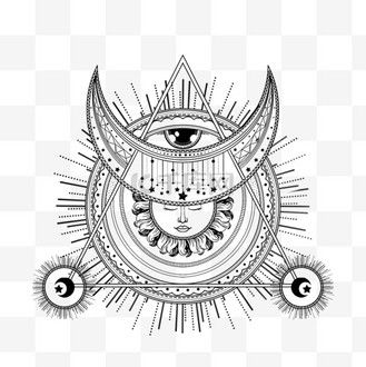 水墨八字命盘图片素材_创意三角形占卜命盘