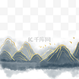 中国风描金山水