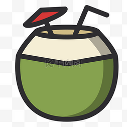 果汁插画图片_绿色圆弧椰子果汁元素