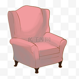 单人沙发图片_红色单人沙发插画