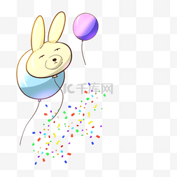 六一儿童节卡通彩色气球兔子