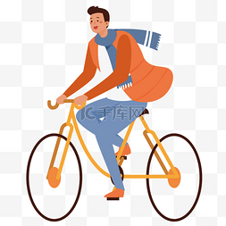 骑自行车插画图片_彩色骑自行车出行插画