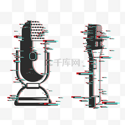 故障风麦克风图片_霓虹风格话筒元素
