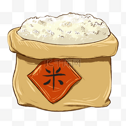 大米展示板图片_手绘丰收粮食米袋