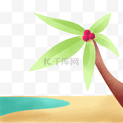简约海水图片_简约夏日海滩椰子树
