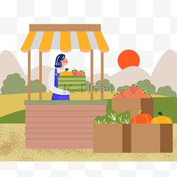 手绘丰收农作物蔬菜插画