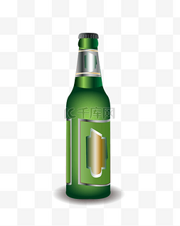矢量免抠绿色啤酒瓶