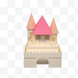 城市清新背景图片_3D粉色卡通城堡