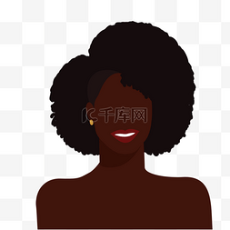淡水珍珠耳钉图片_笑容满面的黑人妇女插画