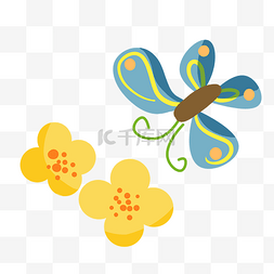 油菜花和蝴蝶插画