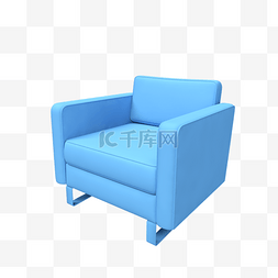 椅子海报图片_立体蓝色单人沙发C4D海报装饰
