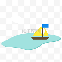 矢量扁平风湖与帆船