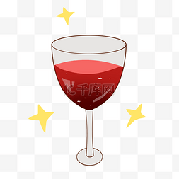 红酒透明高脚杯图片_星星装饰红酒杯插画