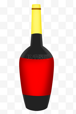 黑色瓶子红酒插画