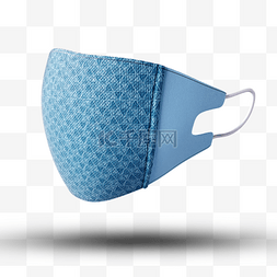 蓝色三角花纹拼接口罩3d元素