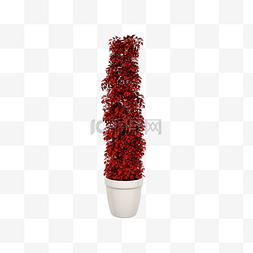 立体盆栽红色小花C4D插图