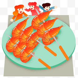 海鲜小串图片_夏季烧烤大虾