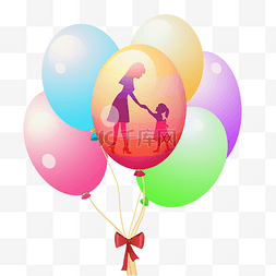 卡通母亲节卡片图片_母亲节气球手绘装饰图