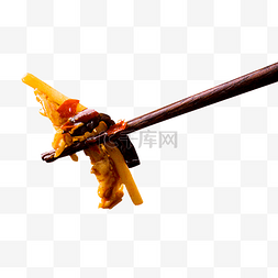 美食筷子夹起鱼香肉丝
