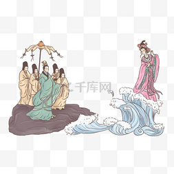 水赋图片_手绘中国古代神话传说洛神