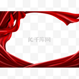 漂浮的爱心红丝带图片_红色丝滑绸缎