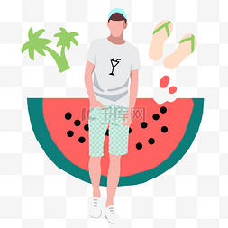 立夏西瓜图片_立夏西瓜男孩插画