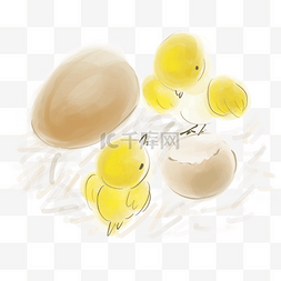 鸡蛋水墨图片_水墨小鸡和蛋壳