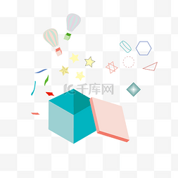 几何礼盒图片_星星热气球几何礼盒