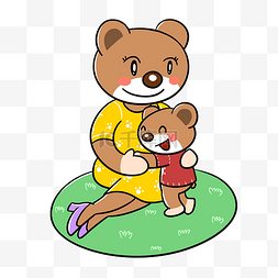 母子卡通动物图片_卡通母亲节小熊母子png透明底
