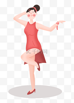 穿红裙子的女人图片_舞蹈人物拉丁舞女孩跳舞