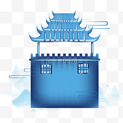 中国风亭子城墙建筑