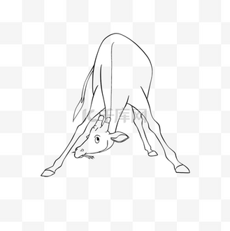 giraffe clipart black and white 长颈鹿吃草可爱儿童画