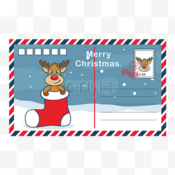 麋鹿雪图片_圣诞节麋鹿明信片矢量