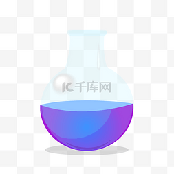 矢量紫色泡泡图片_淡紫色圆底烧瓶可爱化学试剂