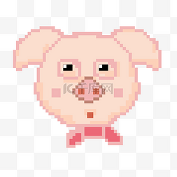 粉色卡通动物猪图片_粉色卡通像素猪